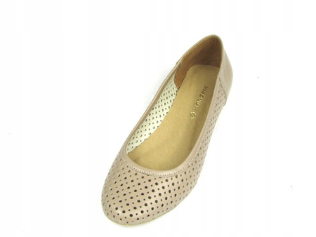 BALERINY AŻUROWE SKÓRA NATURALNA (098) 