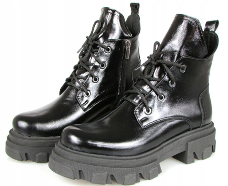 BOTKI w stylu WEDNESDAY ADAMS SKÓRA NATURALNA 37